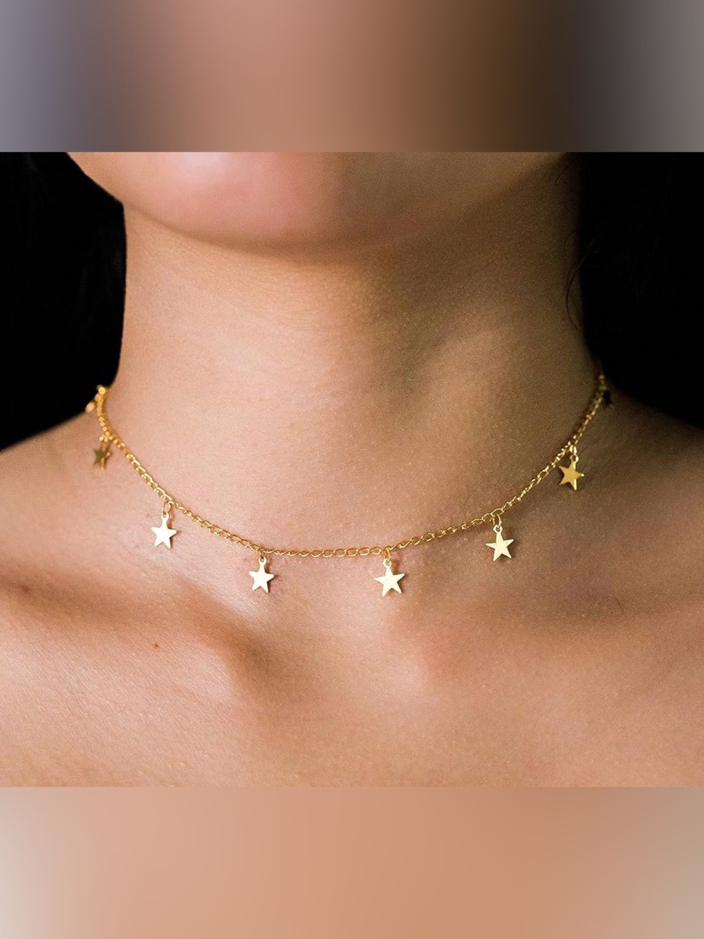 Dainty Minimalist Gold Star Choker Necklace